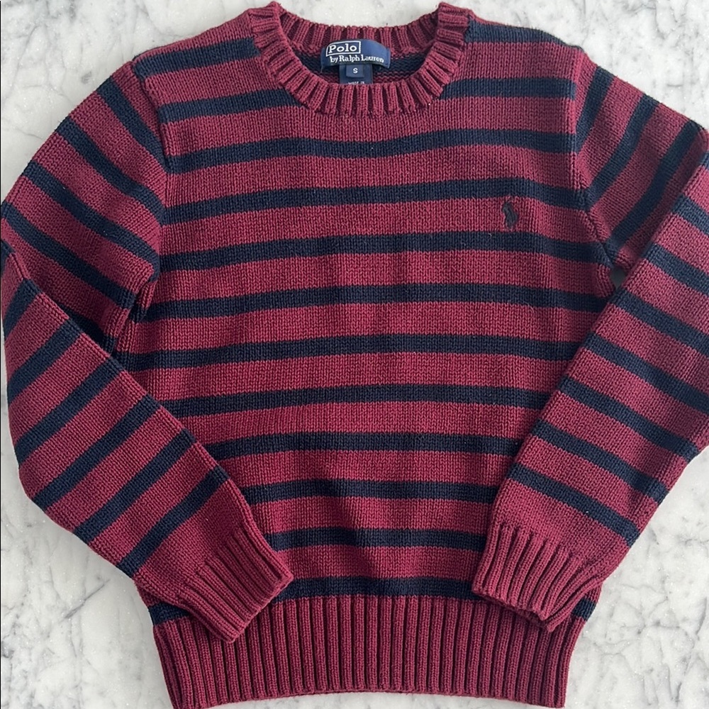Polo Ralph Lauren Boy’s Burgundy Striped Kint Sweater